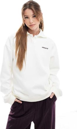 adidas Originals suede sweatshirt in off white