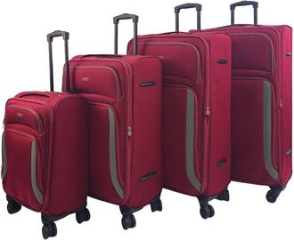 Infinity Leather Zachte 4-delige bagageset met 8 wielen en lichte reiskoffers