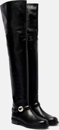 Coperni Logo leather over-the-knee boots