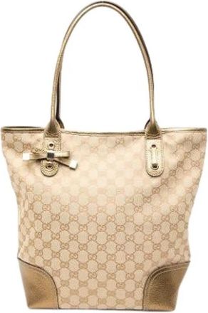 Gucci Pre-owned Canvas Tote Bag - Dames - Vintage Shopper - Beige - ONE Size - Vintage