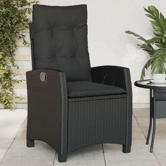vidaXL Vidaxl - Sill&oacute;n Reclinable De Jard&iacute;n Con Cojines Rat&aacute;n Sint&eacute;tico Negro