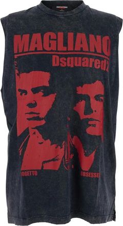 Dsquared2 Top met ronde hals - Heren - Tops zonder mouwen - Zwart - L - Katoen - Tops