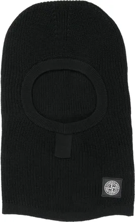 Stone Island Compass-patch virgin wool balaclava - men - Virgin Wool - One Size - Black