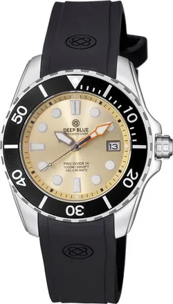 Deep Blue Pro Diver 1K All Purpose Diver Automatic Champagne Dial Mens Watch APSD1KCHMPGSTRP