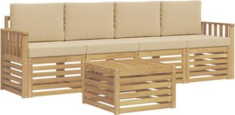 vidaXL Conjunto De Sof&aacute;s De Exterior 5 Uds. Y Beige Poli&eacute;ster Vidaxl