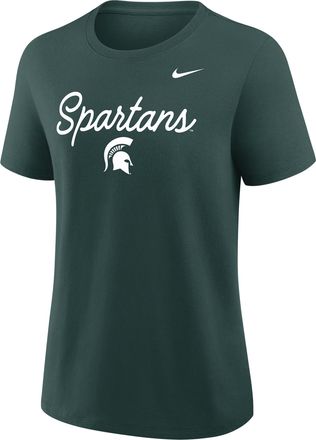 Nike Michigan State Script Mantra Logo Nike Womens College T-Shirt in Green | 01K93EYMST-VVT