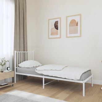 vidaXL Estructura Cama Sin Colch&oacute;n Con Cabecero Metal Blanco 80x200 Cm Vidaxl