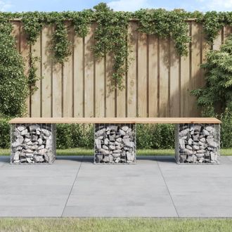 vidaXL Vidaxl - Banco De Jard&iacute;n Dise&ntilde;o Gaviones Madera Maciza Pino 203x44x42 Cm