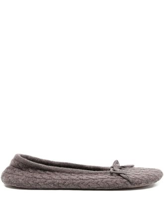 N.Peal cable knit slippers - unisex - Cashmere - M - Brown