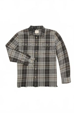 True Grit Mens Long Sleeve Plaid Shirt In Olive