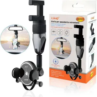Trade Shop Trade Shop - Staffa Supporto Per Specchietto Retrovisore Auto Per Smartphone Girevole Hd2577