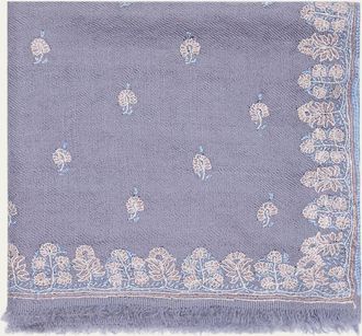 Anderson & Sheppard Mens Embroidered Cashmere Scarf