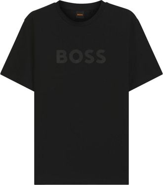 HUGO BOSS Katoenen T-shirt met ronde hals - Heren - T-shirts - Zwart - L - Katoen - Tops