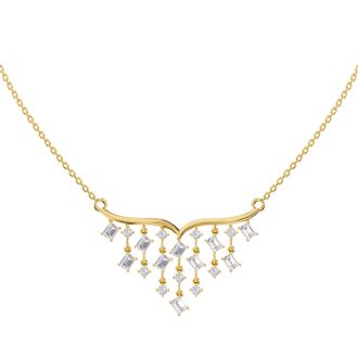 Diamond2Deal 18k Vermeil Plated Silver 2.9 Ct Multi ShapeLab Grown Diamond Pendant Necklace 18