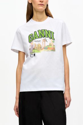 Ganni White Basic Jersey Poppy Relaxed T-shirt - Size XXS Organic Cotton