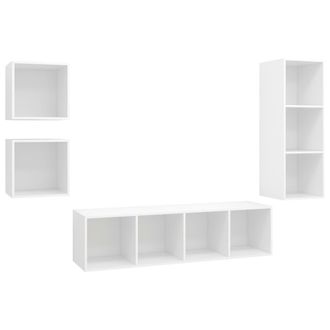 vidaXL Vidaxl - Juego De Muebles De Sal&oacute;n 4 Piezas Madera Ingenier&iacute;a Blanco