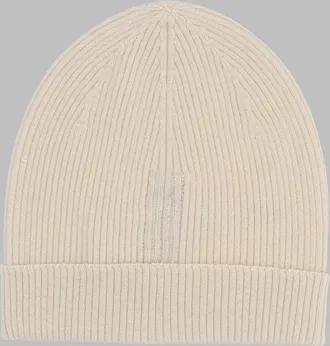 Rick Owens RU02E1495_RIBM21 Ribbed Wool Beanie - Ivory
