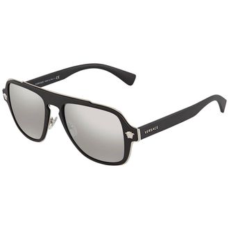 Versace LIght Grey Silver Mirror Navigator Unisex Sunglasses VE2199 10006G 56