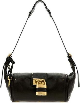 Chlo&eacute; Black Leather Paddington Shoulder Bag Borse A Tracolla