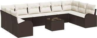 vidaXL Garden Sofa Set 11 pcs Brown Poly rattan Vidaxl