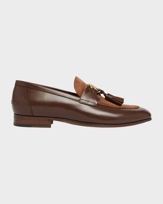 Valentino Garavani Men & apos;s Vaniteux VLogo Leather & Suede Tassel Loafers