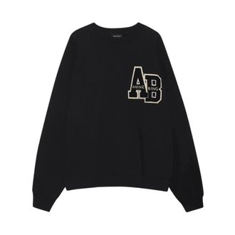Anine Bing Zwarte Letterman Sweatshirt Jas - Dames - Sweatshirts - Zwart - S - Katoen - Hoodies & sweatvesten
