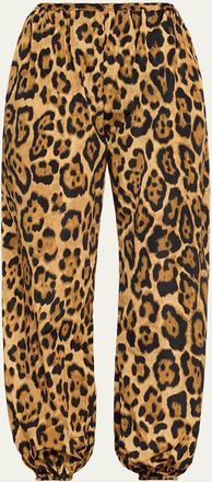Alaia Leopard-Print Nylon Balloon Pants