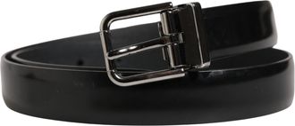 Dolce & Gabbana Men Black Leather Classic Metal Buckle Mens Belt (Pre-Owned)