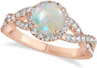 Allurez Opal & Diamond Twisted Engagement Ring 14k Rose Gold 1.07ct