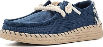 Hey Dude Wendy Espadrille Hibiscus Womens Flat Shoes Ensign Blue/Multi : 11 M, Cotton