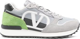 Valentino Garavani logo appliqu&eacute; sneakers - men - Fabric/Fabric/Calf Suede/Rubber - 40 - Grey