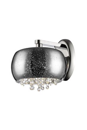 Netlighting Luna 1 Light Wall Lamp Chrome Crystal in Grey