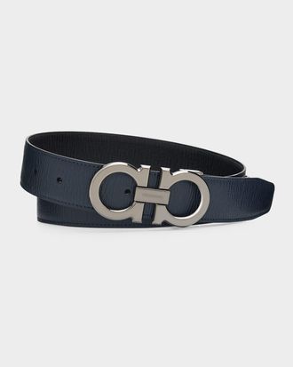 Ferragamo Men & apos;s Reversible Leather Gancini-Buckle Belt