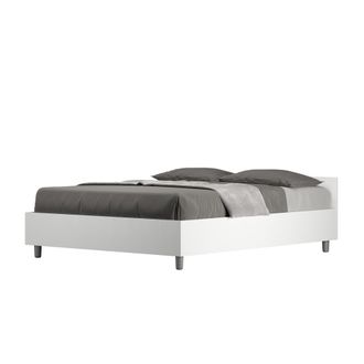 ITYhome Ityhome - Letto Alla Francese - Nuamo - Dimensione Rete: 140x190 - Colore: Bianco Frassino - Tipologia Letto: Senza Rete