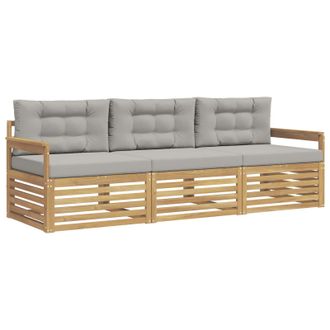 vidaXL Conjunto De Sof&aacute;s De Exterior 3 Pcs Blanco Y Gris Claro Vidaxl
