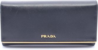 Prada Black Leather Long Wallet (Bi-Fold) (Pre-Owned)