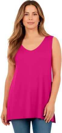 Roaman's Plus Size Ultra Drape V Neck Hi Low X Back Tunic Tank in Vivid Pink at Nordstrom, Size 24