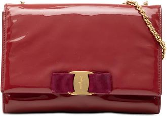 Ferragamo Pre-owned Ferragamo Patent Vara Bow Chain Crossbody Ladies AU-22/B558