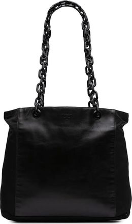 Prada Borsa tote in tessuto e pelle con catena 2000-2024 - Nero