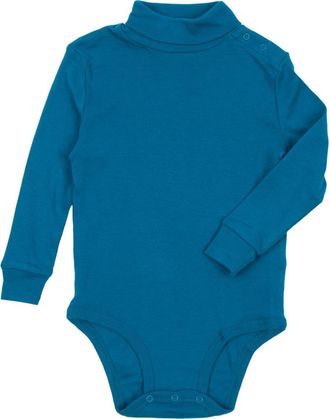 Leveret Cotton Neutral Solid Turtleneck Bodysuit in Teal Blue at Nordstrom, Size 12-18M