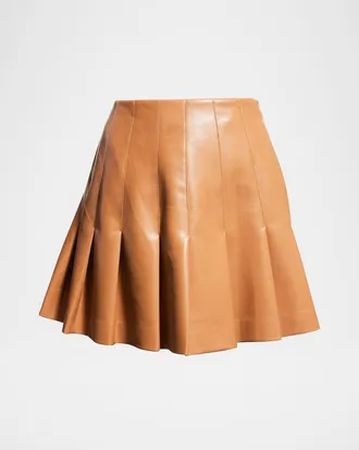Alice & Olivia Carter Vegan Leather Pleated Mini Skirt
