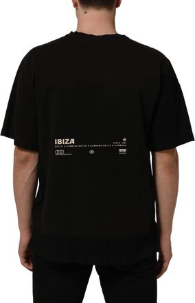 Dolce & Gabbana Black Tropical Ibiza Men Crew Neck T-Shirt Cotton