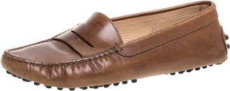 Tod's Tods Brown Leather Penny Slip On Loafers