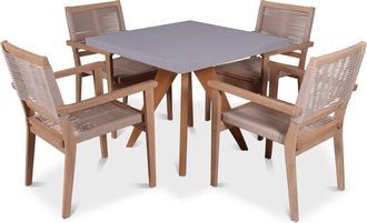 Royalcraft LUNA 90cm Square concrete table with 4 Roma Stacking Chairs