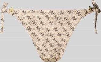 Guess Slim Fit Bikini-Hose mit Allover-Logo-Print in Beige, Gr&ouml;&szlig;e XL