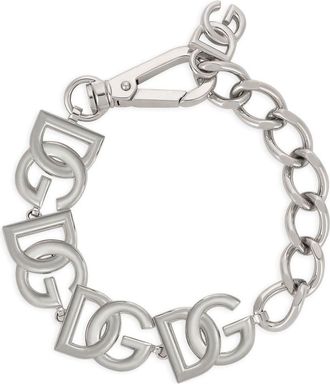 Dolce & Gabbana DG-logo chain-link bracelet - men - Brass - One Size - Silver