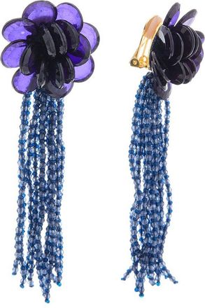 Oscar De La Renta Flower Chandelier Earrings