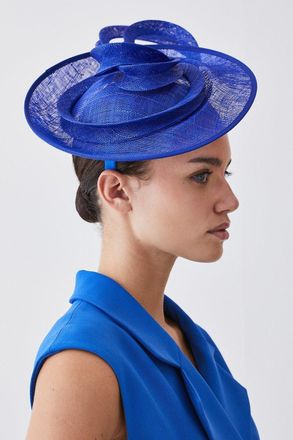 Karen Millen Womens Asymmetric Disc Headband Fascinator - Blue Straw - One Size