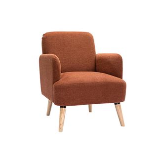 Miliboo Miliboo - Sill&oacute;n N&oacute;rdico De Tejido Efecto Aterciopelado Texturizado Terracota Y Madera Isko