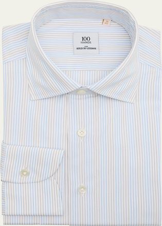 100Hands Mens Cotton Multi-Stripe Dress Shirt